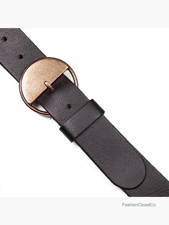 Women\'s Genuine Leather Half Circle Statement Buckle Harness Belt 1.4 Inch Wide